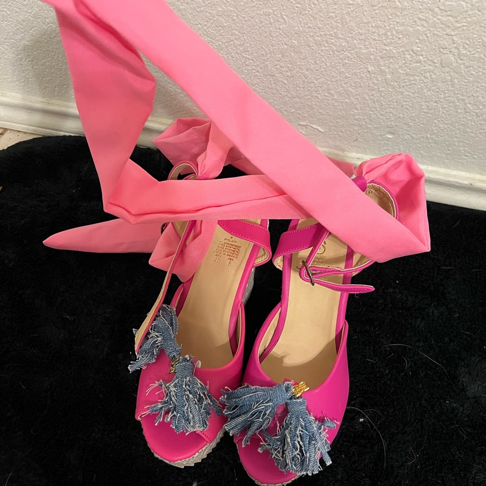 Pink and Blue Espadrilles with Tassel Embellishments